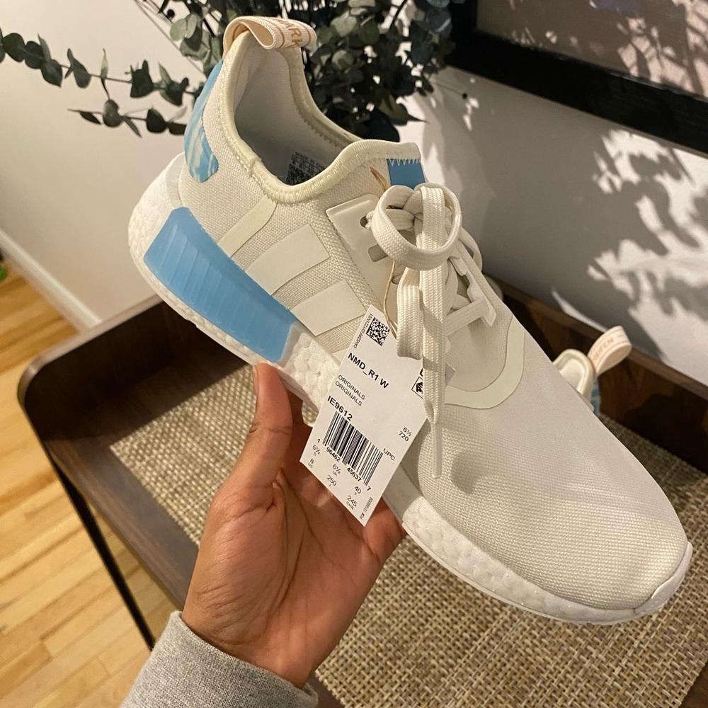 Adidas NMD_R1 Off White and Blue Sneakers